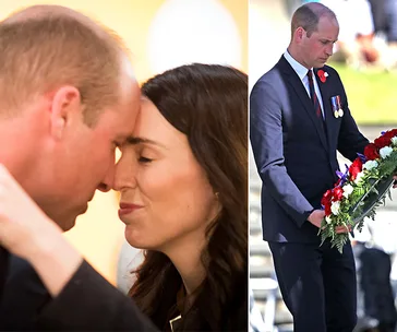 Prince William attends an ANZAC day event, exchanging a hongi and laying a wreath.