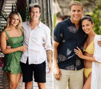 Couples from Bachelor in Paradise Season 2 smiling and posing together outdoors.