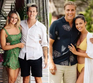 Couples from Bachelor in Paradise Season 2 smiling and posing together outdoors.