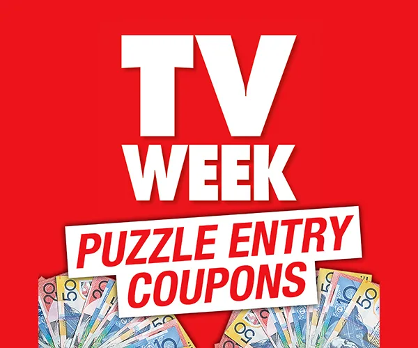 "Red TV Week puzzle entry cover with Australian dollar notes at the bottom."