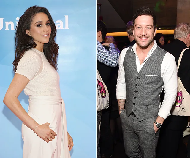 Two individuals in formal attire at separate events; one on a blue background, the other in a crowded gathering.