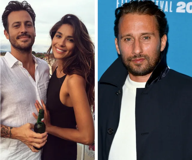 Two-part image: Left shows a smiling couple, right shows a man in a dark coat at an event.