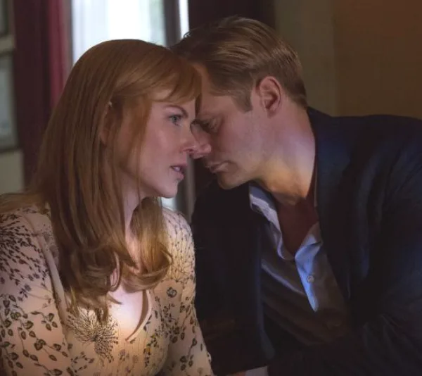 Nicole Kidman and Alexander Skarsgård in an emotional moment from "Big Little Lies."