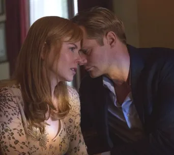 Nicole Kidman and Alexander Skarsgård in an emotional moment from "Big Little Lies."