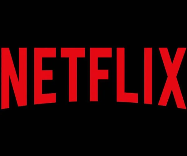 Red Netflix logo on a black background.