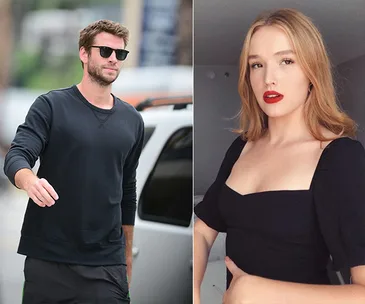 Two individuals side-by-side: one in a casual black outfit and sunglasses outdoors, the other wearing a black dress indoors.