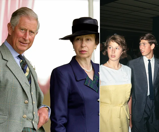 "Composite image of two formal events showing two individuals, possibly royalty, in different outfits and settings."