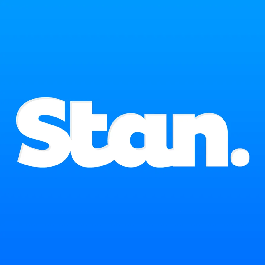 "Stan logo on a blue background."