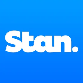 "Stan logo on a blue background."