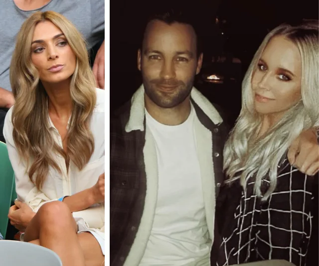 Side-by-side: Woman with long hair in white top; man with dark hair, woman with blonde hair, in evening setting.