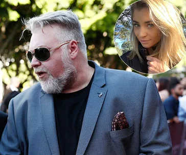 Man in sunglasses in focus; small inset of woman, outdoors.