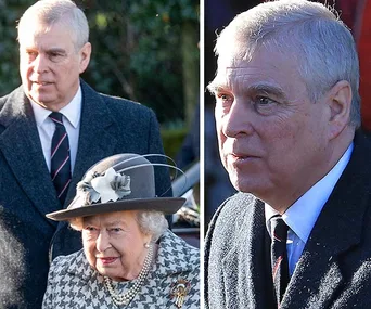 Two elderly individuals in formal attire, one with a hat, walking outside. They appear in a split image.