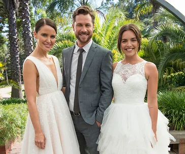 Here come the brides! Neighbours’ Mark has an awkward run-in with both his exes