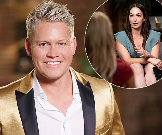 Sean Thomsen in a gold jacket smiling; inset shows Poppy engaging in conversation.