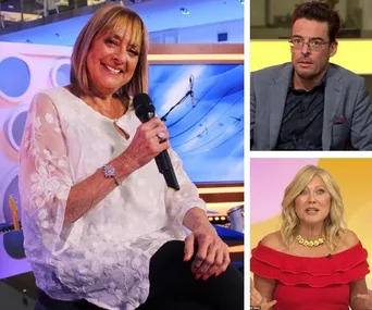 Denise Drysdale with microphone on Studio 10 set, alongside two co-hosts in separate frames.