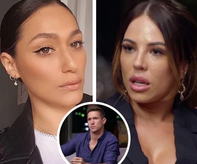 Three people from "Married at First Sight" in a collage, looking serious and thoughtful.