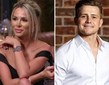 Stacey in a black dress and Mikey in a white shirt are pictured side by side indoors, both appear to be smiling.