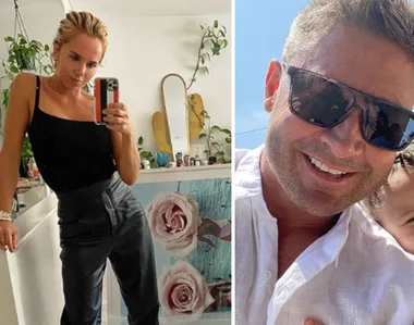 Person taking a mirror selfie next to another person smiling in sunglasses.