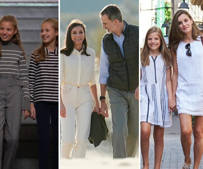 Queen Letizia with family in various settings, including casual outings and formal events, showcasing their bond and style.