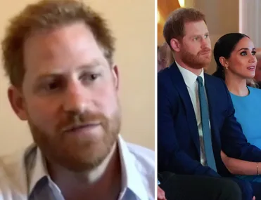 Two images of a man with red hair and beard; one close-up, the other with a woman in blue seated beside him.