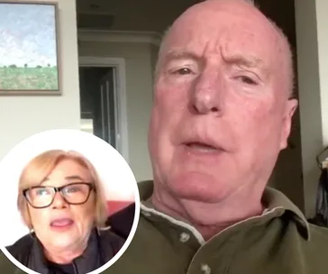 "Person with short hair talks on video call, inset shows woman in glasses speaking excitedly."