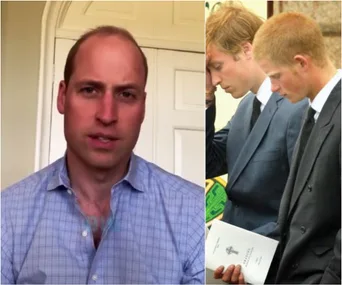 A man in a blue shirt speaks; two men in suits appear thoughtful in a split image.