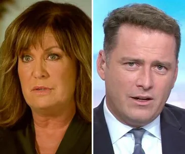 Split image of two individuals, a woman on the left and a man in a suit on the right, both looking forward.