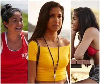 Collage of a character from "Home and Away" in various outfits and settings, showing different expressions and poses.