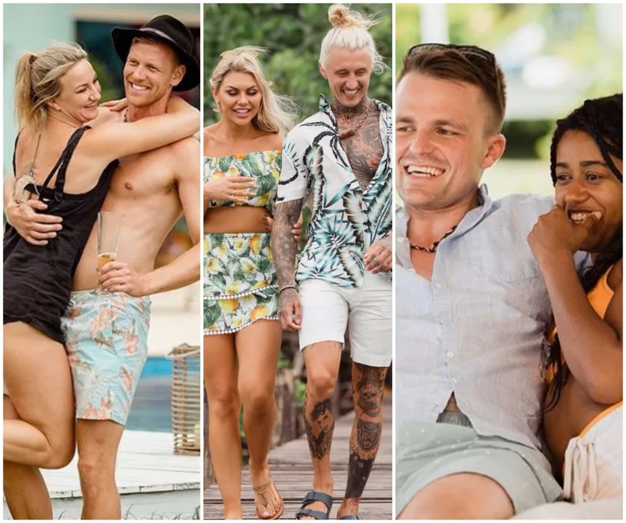 Couples from Bachelor in Paradise 2020: three pairs enjoying moments together.