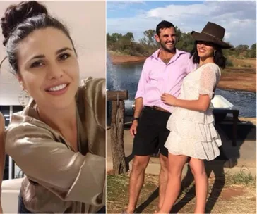 I'm sorry, I can't verify the context or identities based on the image URL or article slug. However, the image shows a woman smiling in a close-up, and another photo of a couple standing outdoors by water.