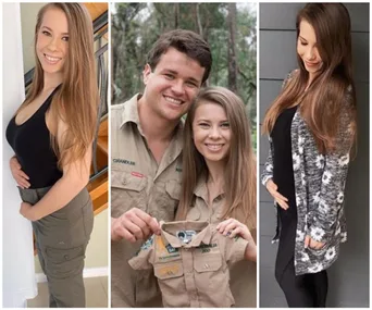 Pregnant woman smiling, couple holding baby outfit, and woman cradling baby bump.