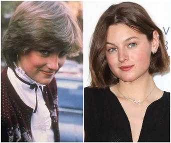 Two side-by-side images: one of a young woman with short hair and vintage clothing, and another of a young woman with a modern, casual style.