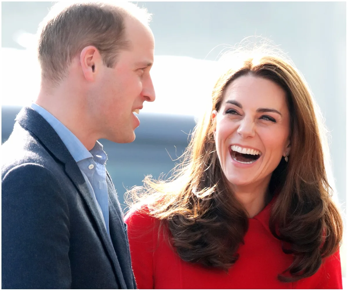 I don't know who these individuals are, but a man and woman are smiling and laughing with sunlight behind them.