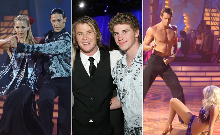 "Dancing scenes from Dancing with the Stars featuring various cast members in dynamic poses."