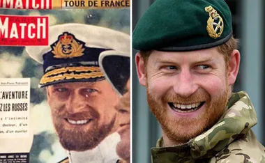 Two side-by-side images: left, a man in a naval uniform; right, a smiling man in military attire with a green beret.