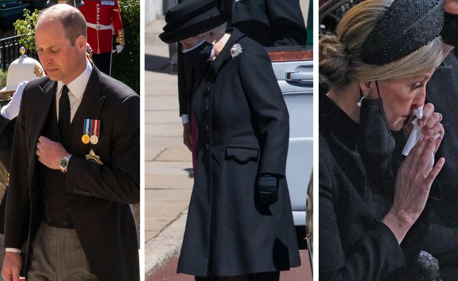 Royals crying Prince Philip funeral