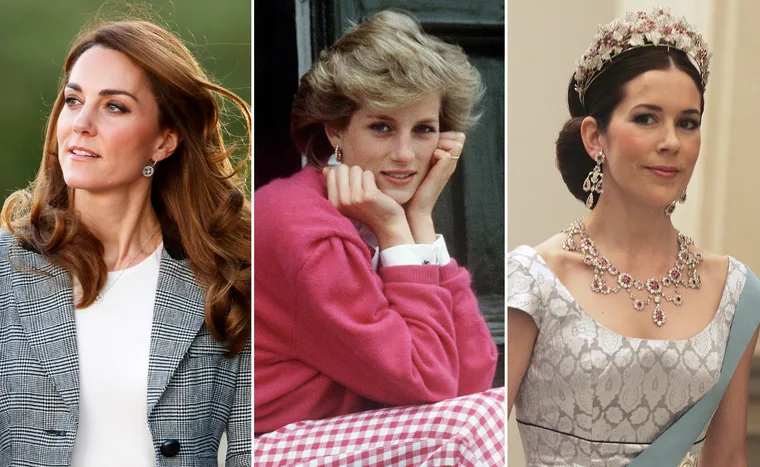 Three women in different attire: casual, pink sweater, and formal gown with tiara.
