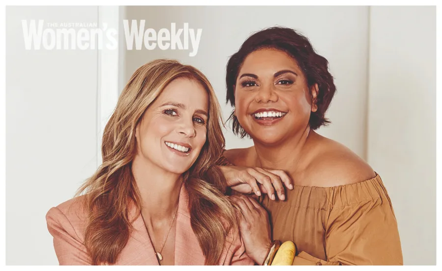 "Two women smiling warmly on The Australian Women's Weekly cover."