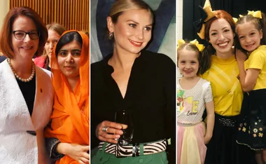 Three images featuring women and children celebrating the International Day of the Girl Child.