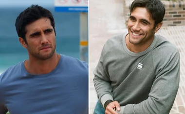 "Two images of a man, one thoughtful at the beach, the other smiling in a casual setting."