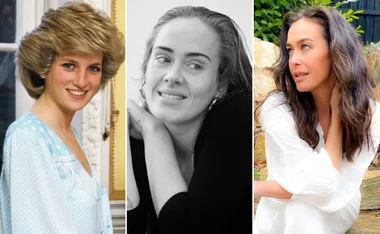 Three women are shown, each in their own portrait. One smiling, one thoughtful, one gazing sideways.