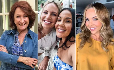 Women smiling in three separate photos, featuring casual and vibrant outfits.
