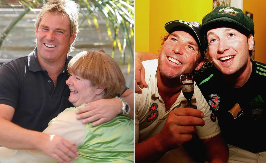 Two photos: Left shows a man hugging a smiling woman; right shows two men smiling, one holding a small trophy.