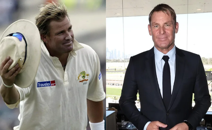 Two side-by-side images: a cricketer in uniform holding a hat and the same person in a suit at an event.