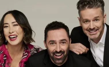 Three smiling judges from MasterChef Fans and Favourites 2022 posing together.