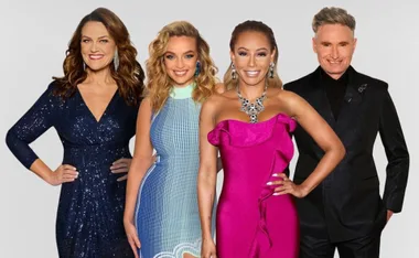 Judges from The Masked Singer Australia 2022, smiling and posing in formal attire.