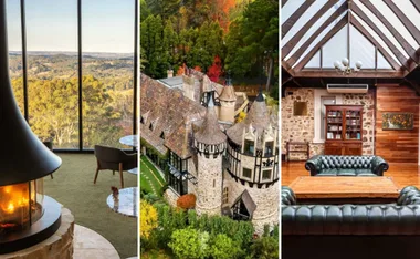 Interior and exterior views of luxury hotels in South Australia featuring scenic landscapes and elegant architecture.