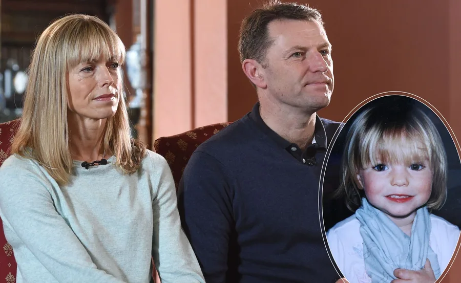 Parents sitting on chairs holding a photo of a young girl in an oval frame.