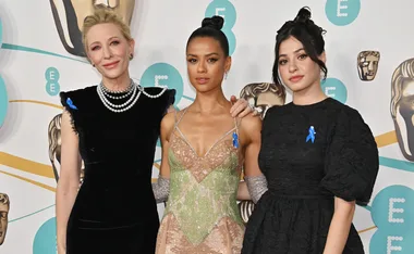 Why did Hollywood stars wear a blue ribbon to the BAFTAS?