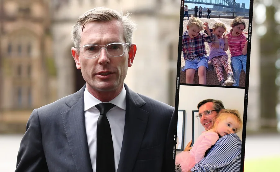 "Man in suit with glasses, outdoor setting; collage of children playing and man holding a child indoors."